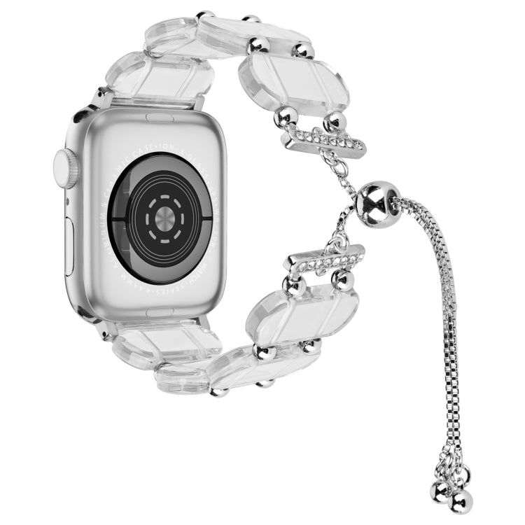 For Apple Watch 38mm Resin Retractable Chain Watch Band(Transparent) - Watch Bands by PMC TechLife | Online Shopping South Africa | PMC TechLife