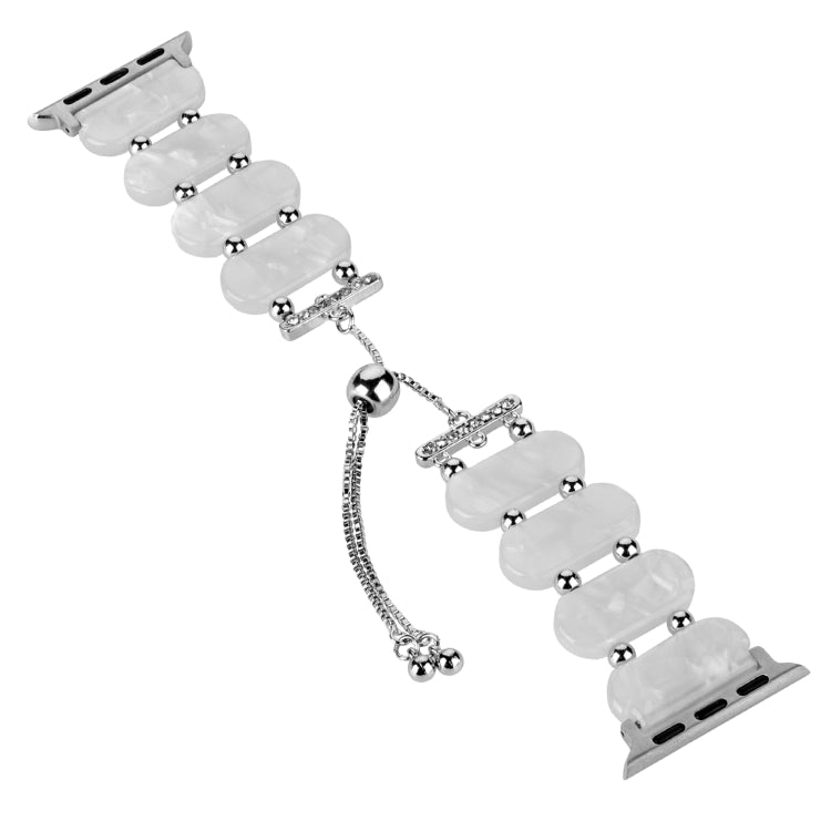 For Apple Watch 38mm Resin Retractable Chain Watch Band(Pearl White) - Watch Bands by PMC TechLife | Online Shopping South Africa | PMC TechLife