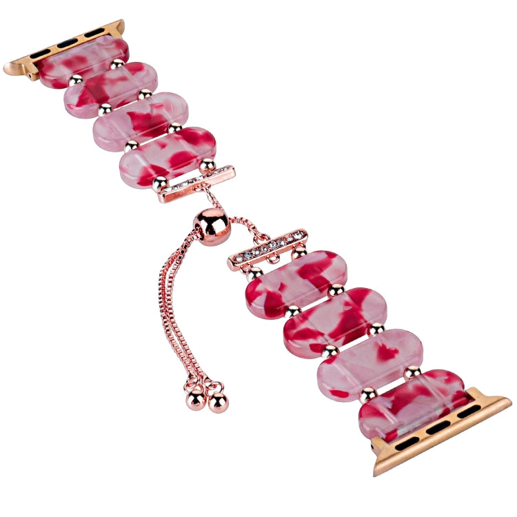 For Apple Watch 38mm Resin Retractable Chain Watch Band(Rose Red) - Watch Bands by PMC TechLife | Online Shopping South Africa | PMC TechLife