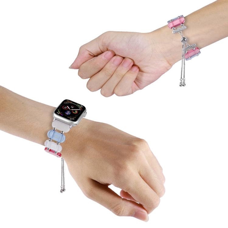 For Apple Watch SE 40mm Resin Retractable Chain Watch Band(Pink) - Watch Bands by PMC TechLife | Online Shopping South Africa | PMC TechLife