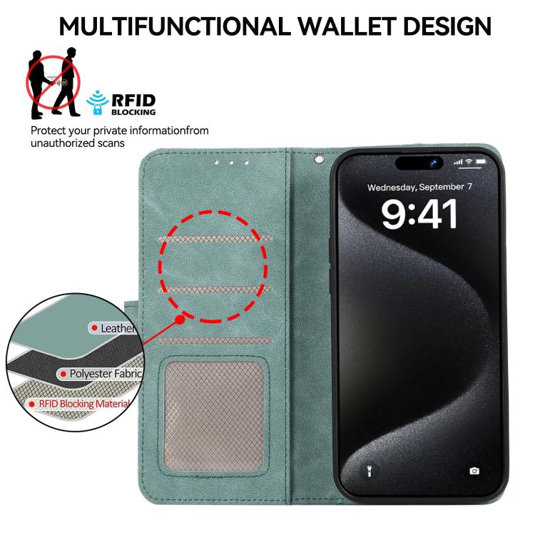 For iPhone 17 ABEEL Color Block Magnetic RFID Leather Phone Case(Cyan-Pink) - free shipping - PMc TechLife - Order now!
