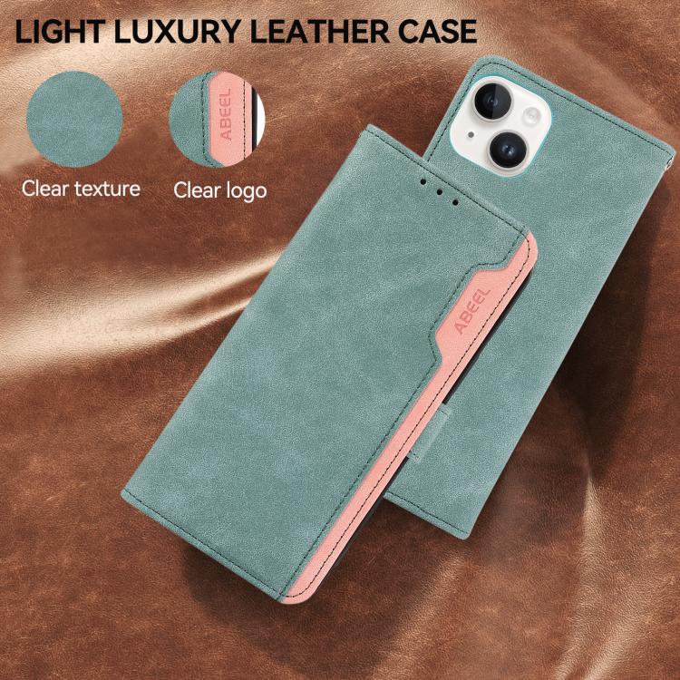 For iPhone 17 Air ABEEL Color Block Magnetic RFID Leather Phone Case(Cyan-Pink) - free shipping - PMc TechLife - Order now!