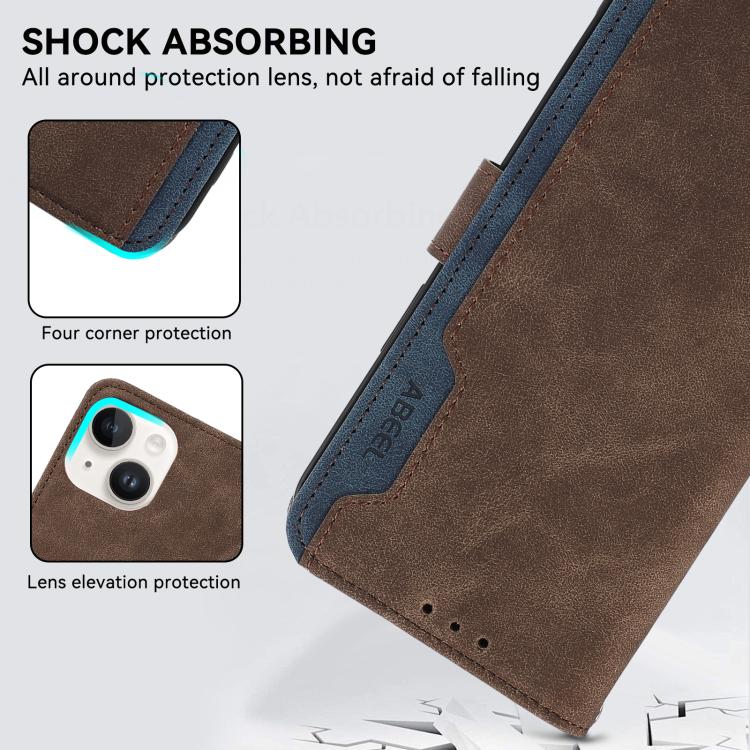 For iPhone 17 Air ABEEL Color Block Magnetic RFID Leather Phone Case(Brown-Blue) - free shipping - PMc TechLife - Order now!