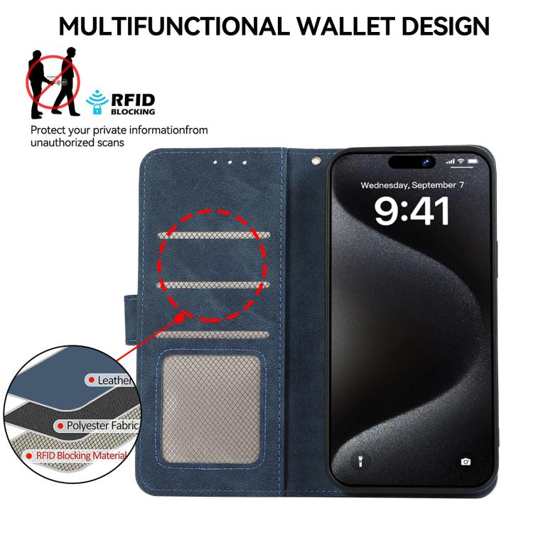 For iPhone 17 Pro ABEEL Color Block Magnetic RFID Leather Phone Case(Blue-Brown) - free shipping - PMc TechLife - Order now!