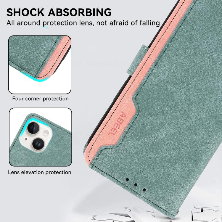 For iPhone 17 Pro ABEEL Color Block Magnetic RFID Leather Phone Case(Cyan-Pink) - free shipping - PMc TechLife - Order now!