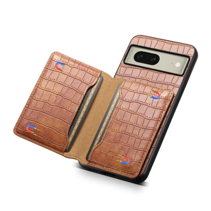 For Google Pixel 8 Crocodile Texture Card Bag Design Full Coverage Phone Case(Brown) - Google Cases by PMC Jewellery | Online Shopping South Africa | PMC Jewellery | Buy Now Pay Later Mobicred