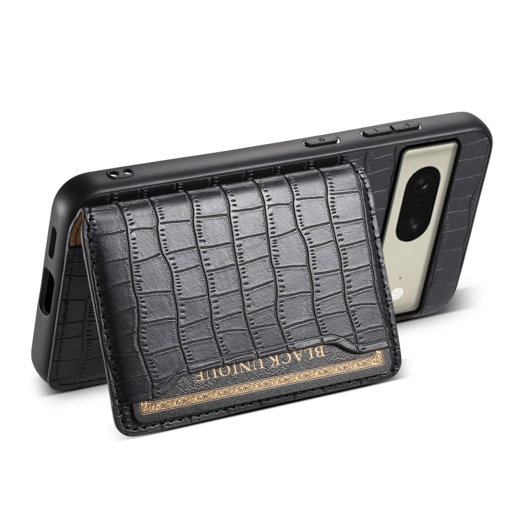 For Google Pixel 8 Crocodile Texture Card Bag Design Full Coverage Phone Case(Black) - Google Cases by PMC TechLife | Online Shopping South Africa | PMC TechLife | Buy Now Pay Later Mobicred