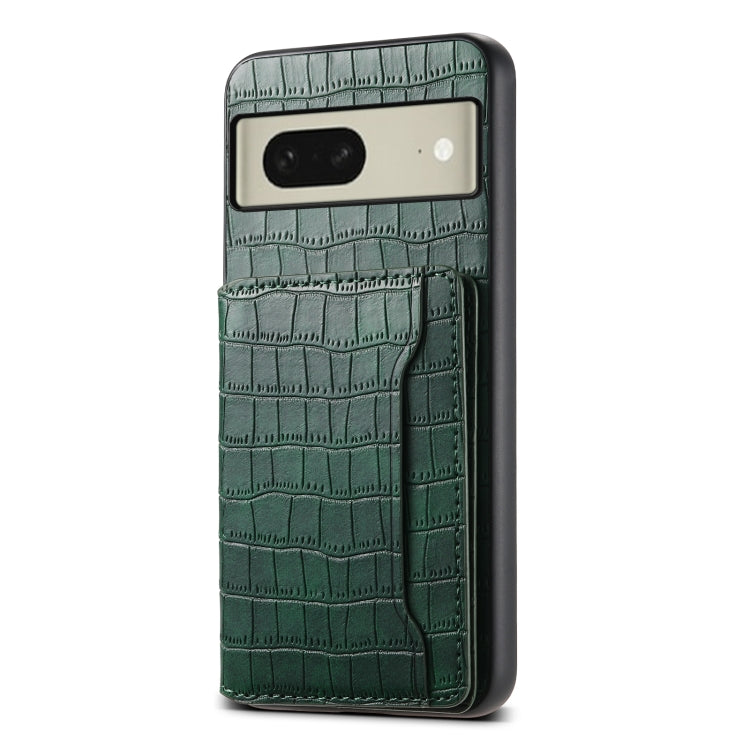 For Google Pixel 8 Crocodile Texture Card Bag Design Full Coverage Phone Case(Green) - Google Cases by PMC Jewellery | Online Shopping South Africa | PMC Jewellery | Buy Now Pay Later Mobicred