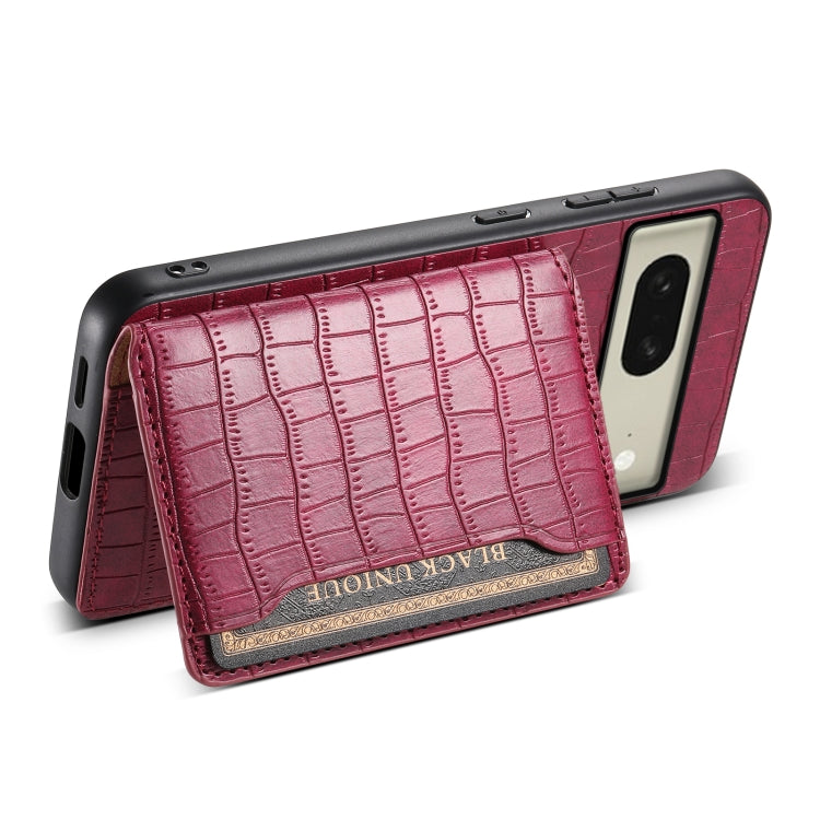 For Google Pixel 8 Crocodile Texture Card Bag Design Full Coverage Phone Case(Red) - Google Cases by PMC TechLife | Online Shopping South Africa | PMC TechLife | Buy Now Pay Later Mobicred
