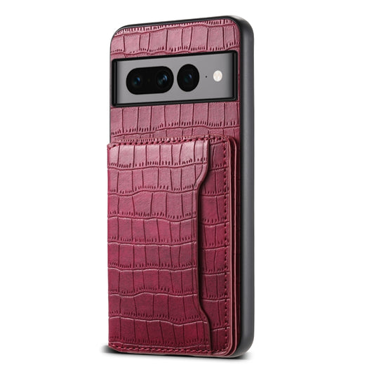 For Google Pixel 7 Pro 5G Crocodile Texture Card Bag Design Full Coverage Phone Case(Red) - Google Cases by PMC Jewellery | Online Shopping South Africa | PMC Jewellery | Buy Now Pay Later Mobicred