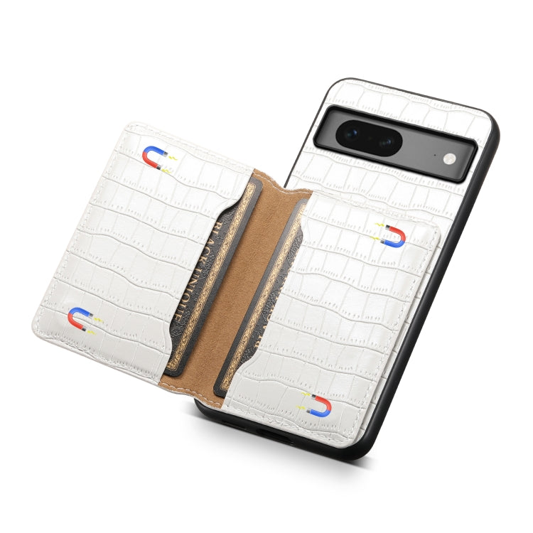 For Google Pixel 7 5G Crocodile Texture Card Bag Design Full Coverage Phone Case(White) - Google Cases by PMC Jewellery | Online Shopping South Africa | PMC Jewellery | Buy Now Pay Later Mobicred