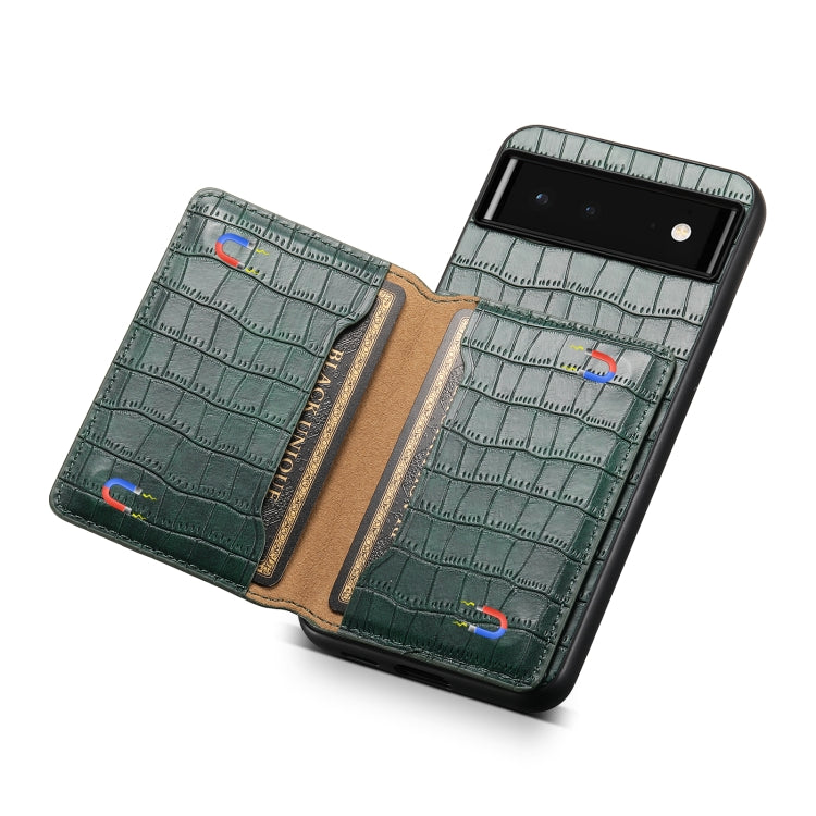 For Google Pixel 6 Crocodile Texture Card Bag Design Full Coverage Phone Case(Green) - Google Cases by PMC Jewellery | Online Shopping South Africa | PMC Jewellery | Buy Now Pay Later Mobicred