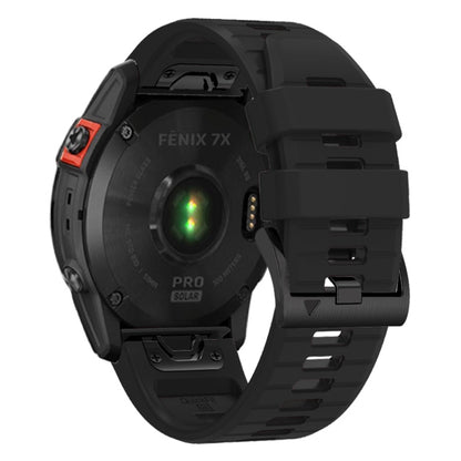 For Garmin Fenix 7 Pro 22mm Solid Color Steel Buckle Silicone Quick Release Watch Band(Black) - Watch Bands by PMC Jewellery | Online Shopping South Africa | PMC Jewellery