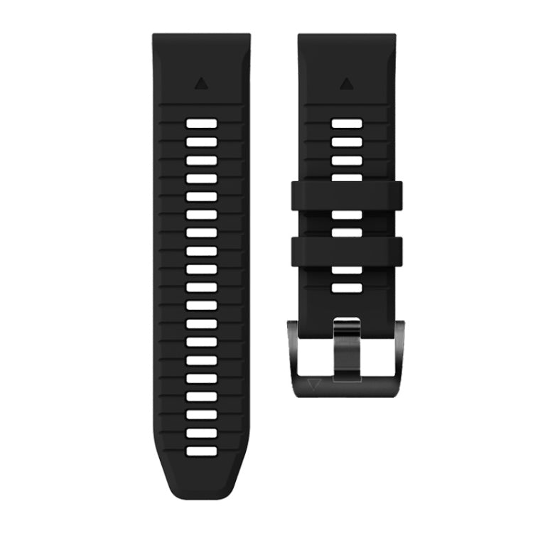For Garmin Fenix 7 Pro 22mm Solid Color Steel Buckle Silicone Quick Release Watch Band(Black) - Watch Bands by PMC TechLife | Online Shopping South Africa | PMC TechLife