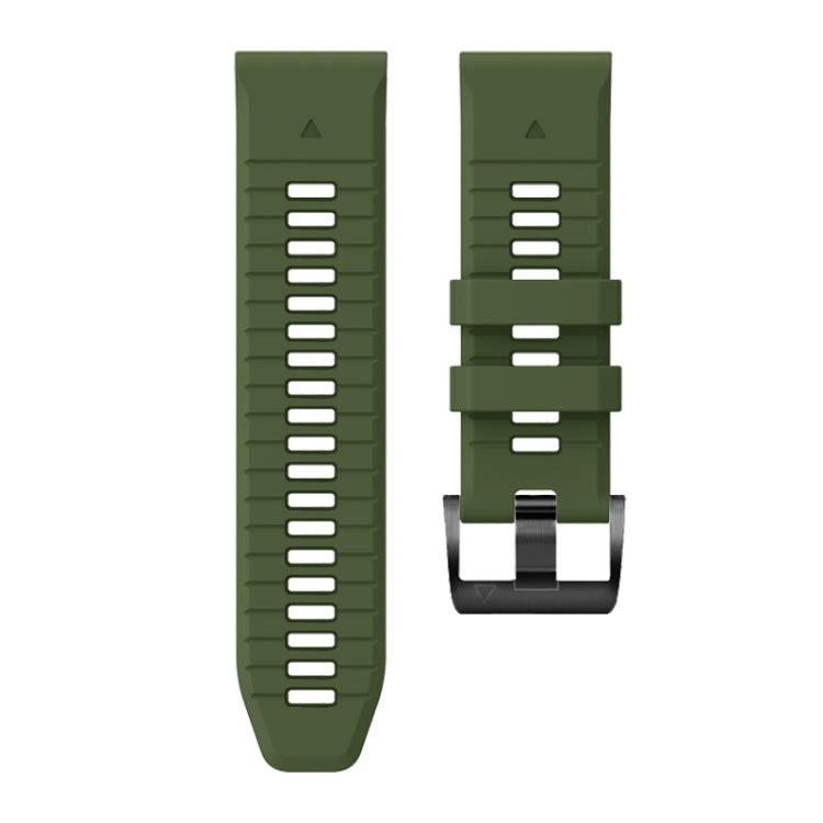For Garmin Fenix 7 Pro 22mm Solid Color Steel Buckle Silicone Quick Release Watch Band(Army Green) - Watch Bands by PMC Jewellery | Online Shopping South Africa | PMC Jewellery