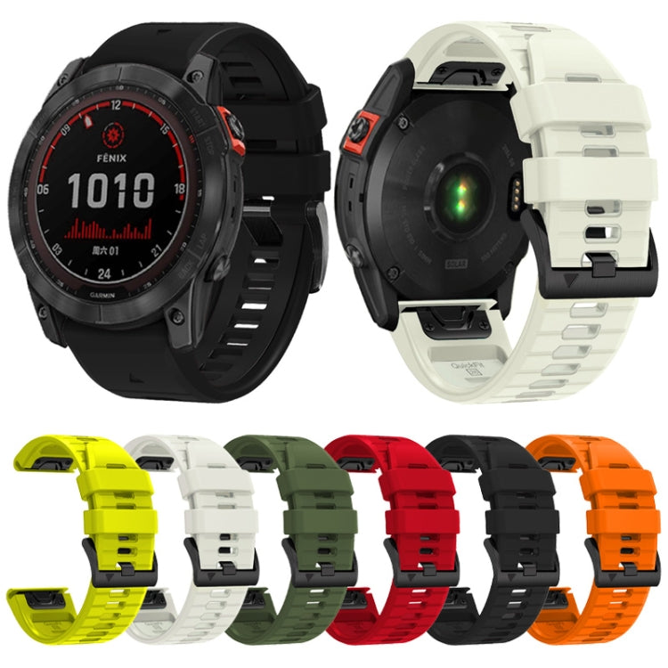 For Garmin Fenix 7 Pro 22mm Solid Color Steel Buckle Silicone Quick Release Watch Band(Orange) - Watch Bands by PMC Jewellery | Online Shopping South Africa | PMC Jewellery