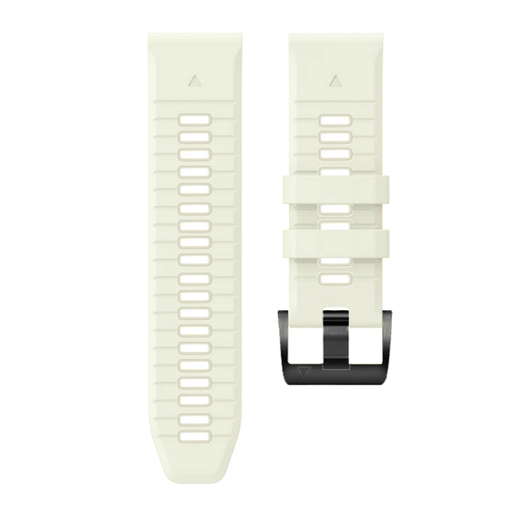 For Garmin Fenix 7X 26mm Solid Color Steel Buckle Silicone Quick Release Watch Band(Creamy White) - Watch Bands by PMC Jewellery | Online Shopping South Africa | PMC Jewellery