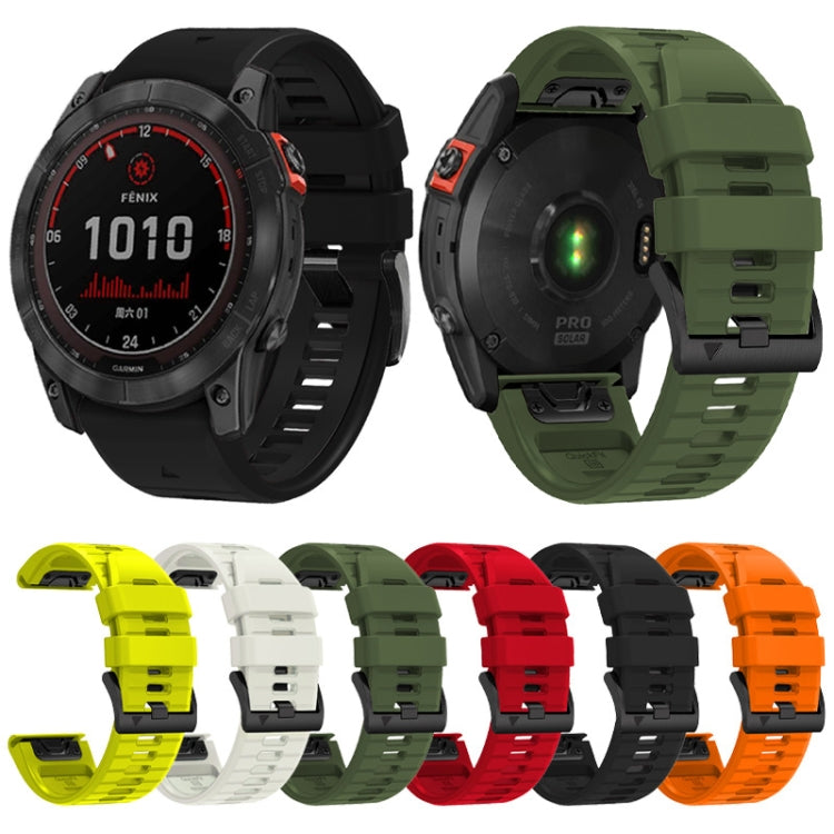For Garmin Fenix 7X 26mm Solid Color Steel Buckle Silicone Quick Release Watch Band(Lime Green) - Watch Bands by PMC Jewellery | Online Shopping South Africa | PMC Jewellery