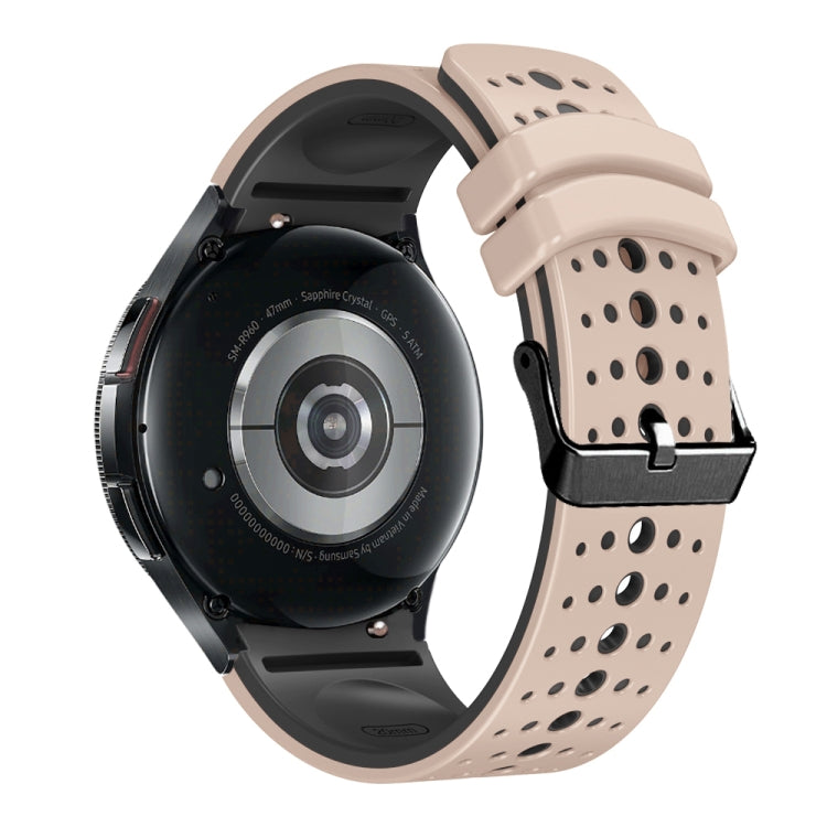 For Samsung Galaxy Watch 6 Two Color Silicone Watch Band(Khaki Black) - Watch Bands by PMC TechLife | Online Shopping South Africa | PMC TechLife