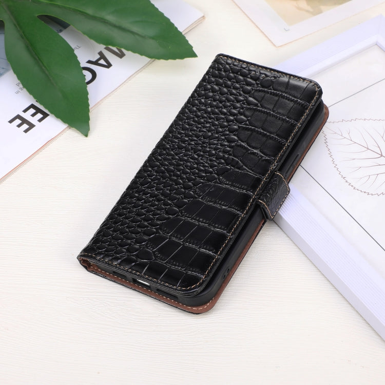 For Google Pixel 9 Pro Crocodile Top Layer Cowhide Leather Phone Case(Black) - Google Cases by PMC Jewellery | Online Shopping South Africa | PMC Jewellery | Buy Now Pay Later Mobicred