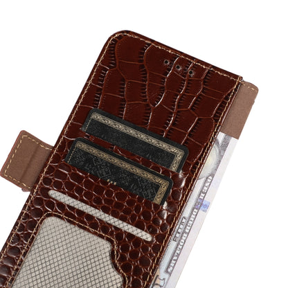 For Google Pixel 9 Pro Crocodile Top Layer Cowhide Leather Phone Case(Brown) - Google Cases by PMC Jewellery | Online Shopping South Africa | PMC Jewellery | Buy Now Pay Later Mobicred