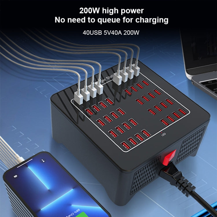 YFY-A76 200W 40 Ports USB Smart Charging Station(EU Plug) - Multifunction Charger by PMC Jewellery | Online Shopping South Africa | PMC Jewellery | Buy Now Pay Later Mobicred