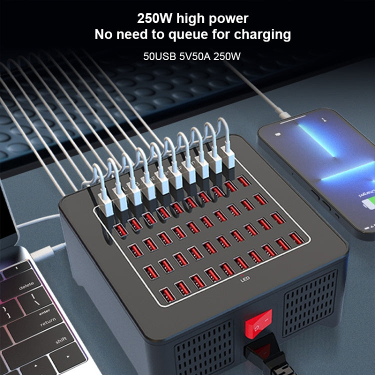 YFY-A77 250W 50 Ports USB Smart Charging Station(EU Plug) - Multifunction Charger by PMC Jewellery | Online Shopping South Africa | PMC Jewellery | Buy Now Pay Later Mobicred