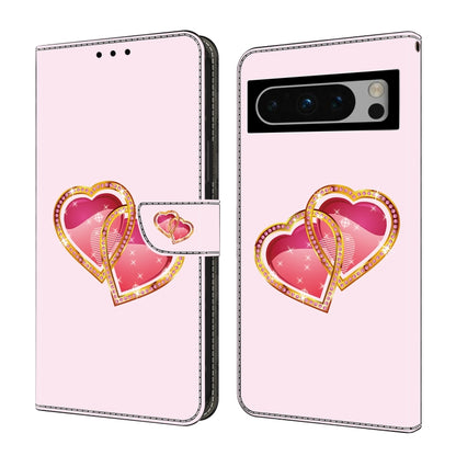 For Google Pixel 9 Crystal Painted Leather Phone case(Love Peach) - Google Cases by PMC Jewellery | Online Shopping South Africa | PMC Jewellery | Buy Now Pay Later Mobicred