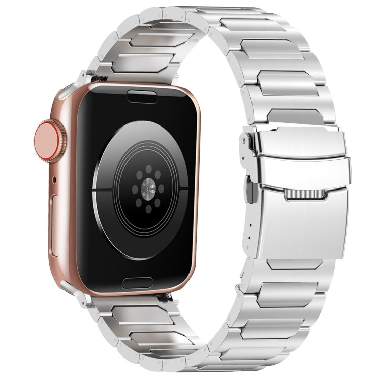 For Apple Watch Series 7 45mm I-Shaped Titanium Metal Watch Band(Mirror Silver) - Watch Bands by PMC TechLife | Online Shopping South Africa | PMC TechLife