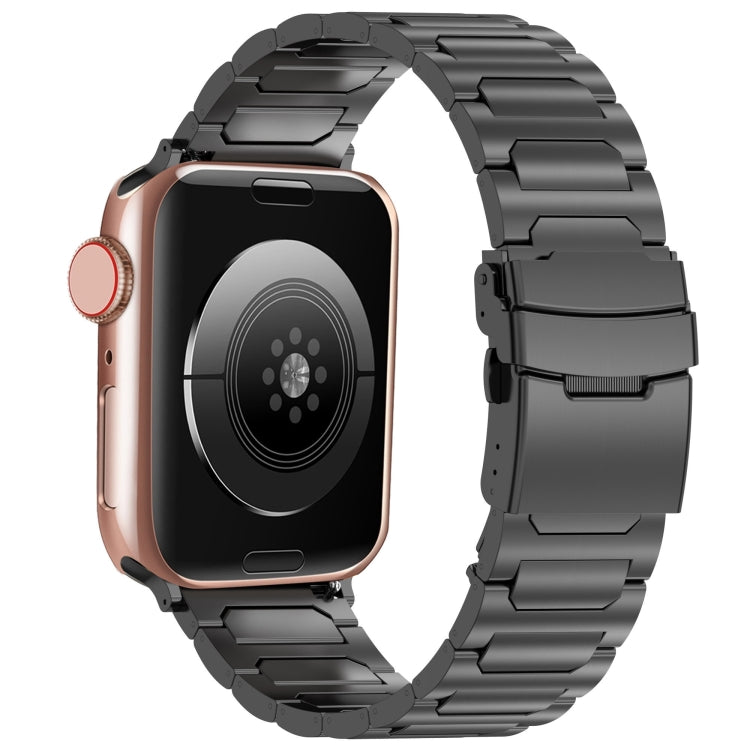 For Apple Watch SE 44mm I-Shaped Titanium Metal Watch Band(Black) - Watch Bands by PMC TechLife | Online Shopping South Africa | PMC TechLife
