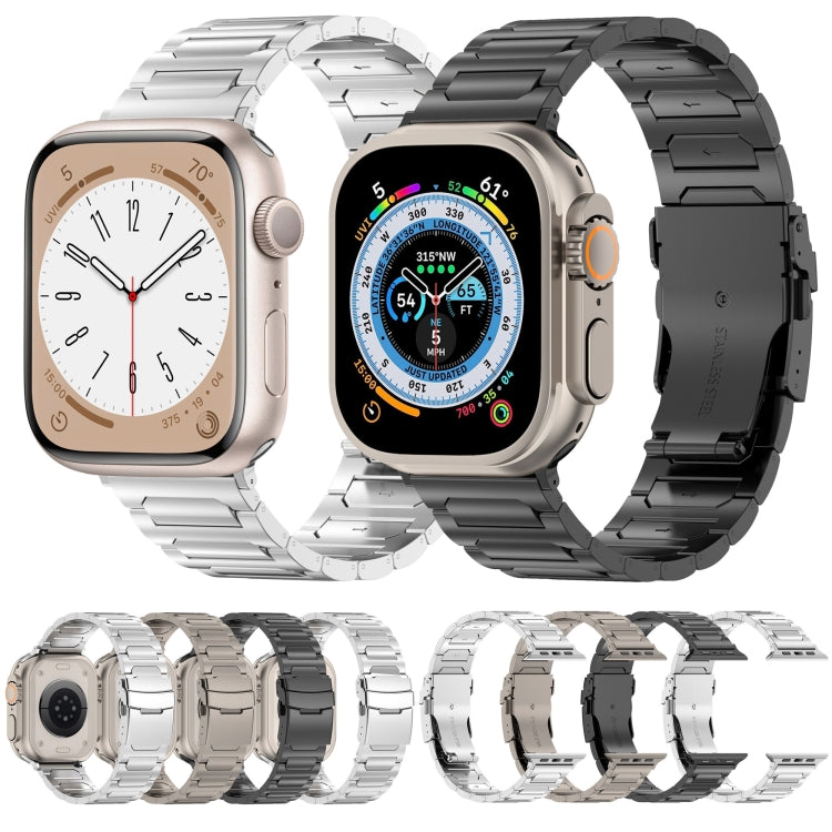 For Apple Watch 38mm I-Shaped Titanium Metal Watch Band(Black) - Watch Bands by PMC TechLife | Online Shopping South Africa | PMC TechLife