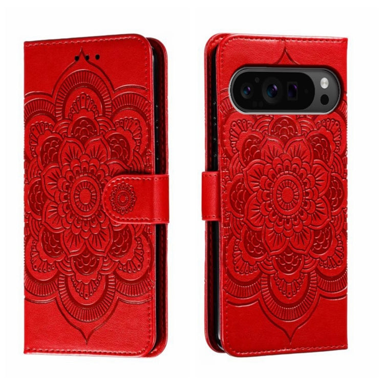 For Google Pixel 9 Pro Sun Mandala Embossing Pattern Phone Leather Case(Red) - Google Cases by PMC Jewellery | Online Shopping South Africa | PMC Jewellery | Buy Now Pay Later Mobicred