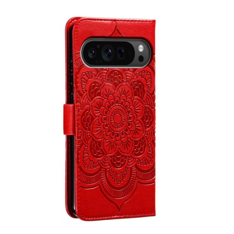 For Google Pixel 9 Pro Sun Mandala Embossing Pattern Phone Leather Case(Red) - Google Cases by PMC TechLife | Online Shopping South Africa | PMC TechLife | Buy Now Pay Later Mobicred