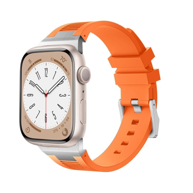 For Apple Watch Series 7 45mm Loners Liquid Silicone Watch Band(Sliver Orange) - Watch Bands by PMC Jewellery | Online Shopping South Africa | PMC Jewellery