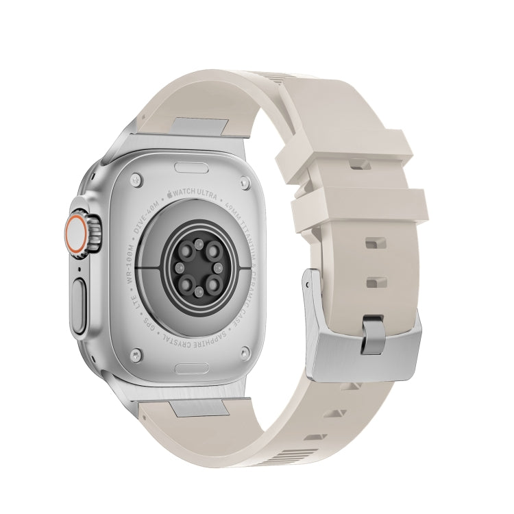 For Apple Watch Series 7 45mm Loners Liquid Silicone Watch Band(Silver Starlight) - Watch Bands by PMC TechLife | Online Shopping South Africa | PMC TechLife | Buy Now Pay Later Mobicred