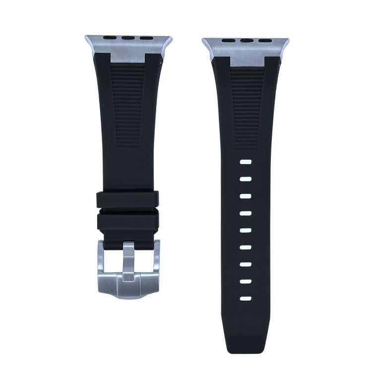 For Apple Watch Series 2 42mm Loners Liquid Silicone Watch Band(Silver Black) - Watch Bands by PMC TechLife | Online Shopping South Africa | PMC TechLife | Buy Now Pay Later Mobicred