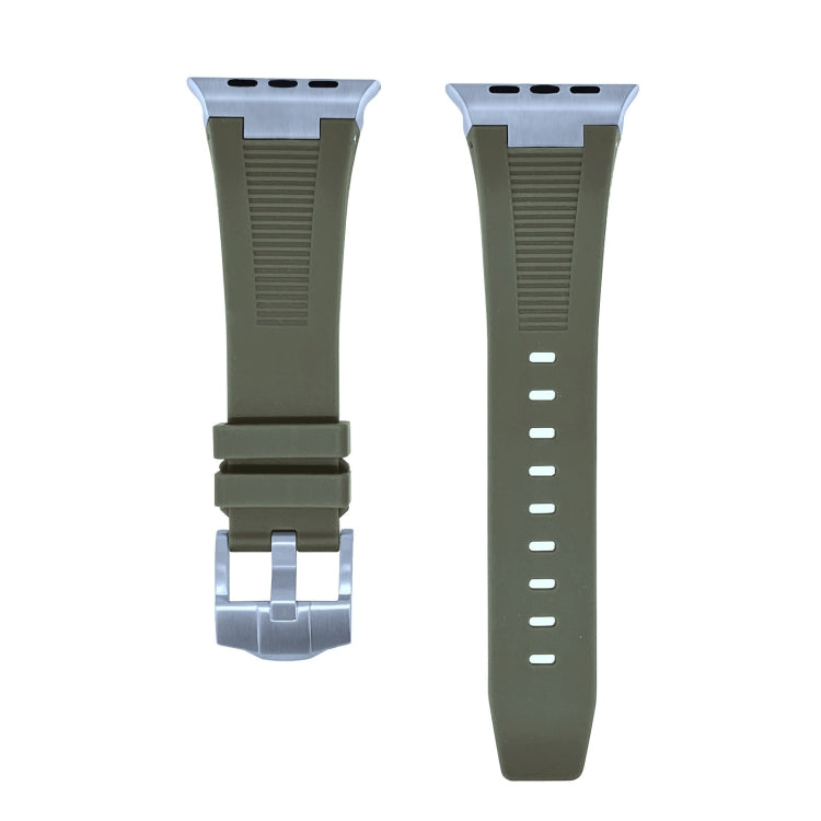 For Apple Watch 42mm Loners Liquid Silicone Watch Band(Silver Green) - free shipping - PMC TechLife - Order now!