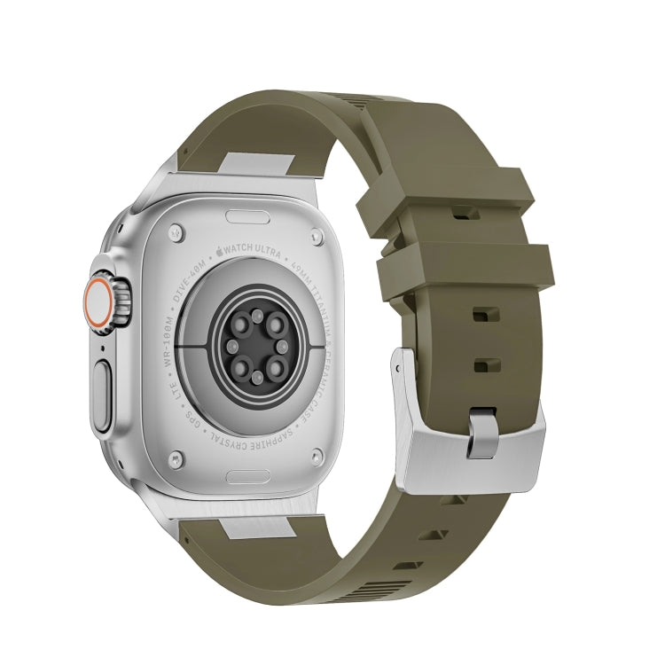 For Apple Watch 42mm Loners Liquid Silicone Watch Band(Silver Green) - free shipping - PMC TechLife - Order now!