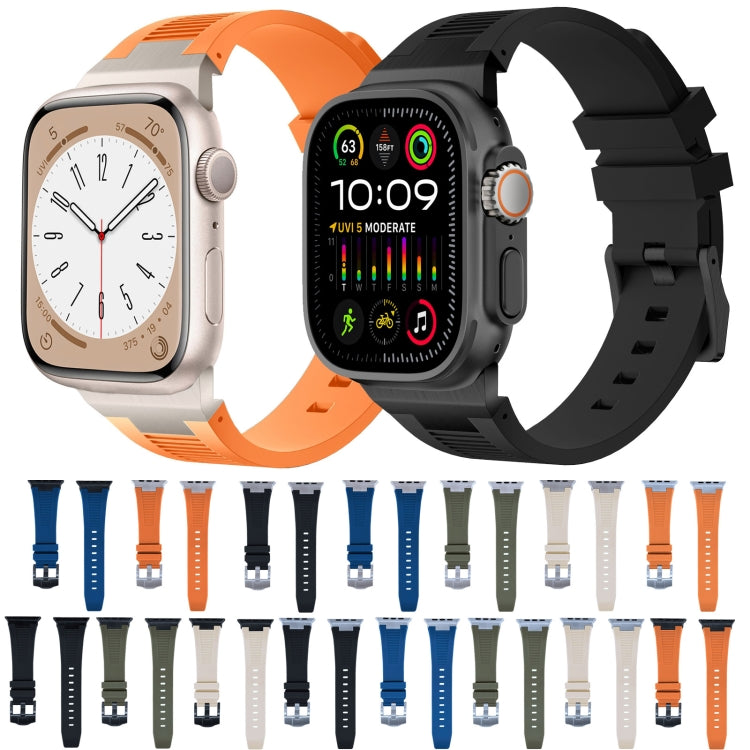 For Apple Watch Series 8 45mm Loners Liquid Silicone Watch Band(Titanium Black) - Watch Bands by PMC TechLife | Online Shopping South Africa | PMC TechLife