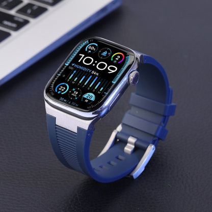 For Apple Watch Series 8 45mm Loners Liquid Silicone Watch Band(Titanium Midnight Blue) - Watch Bands by PMC Jewellery | Online Shopping South Africa | PMC Jewellery