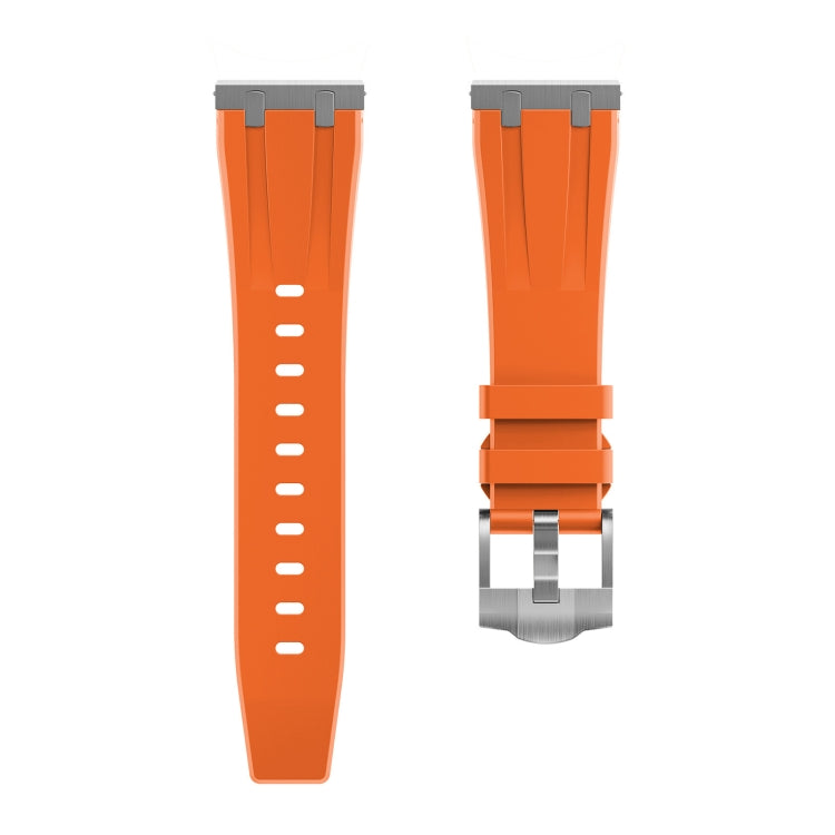 22mm Flat Head Silicone Watch Band(Silver Orange) - 22mm Bands by PMC Jewellery | Online Shopping South Africa | PMC Jewellery