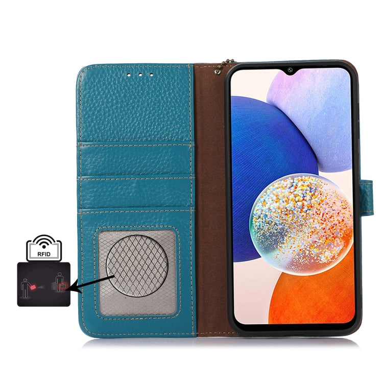 For OnePlus Nord CE4 5G / K12 5G Genuine Leather Litchi Texture RFID Leather Phone Case(Blue) - free shipping - PMC TechLife - Order now!