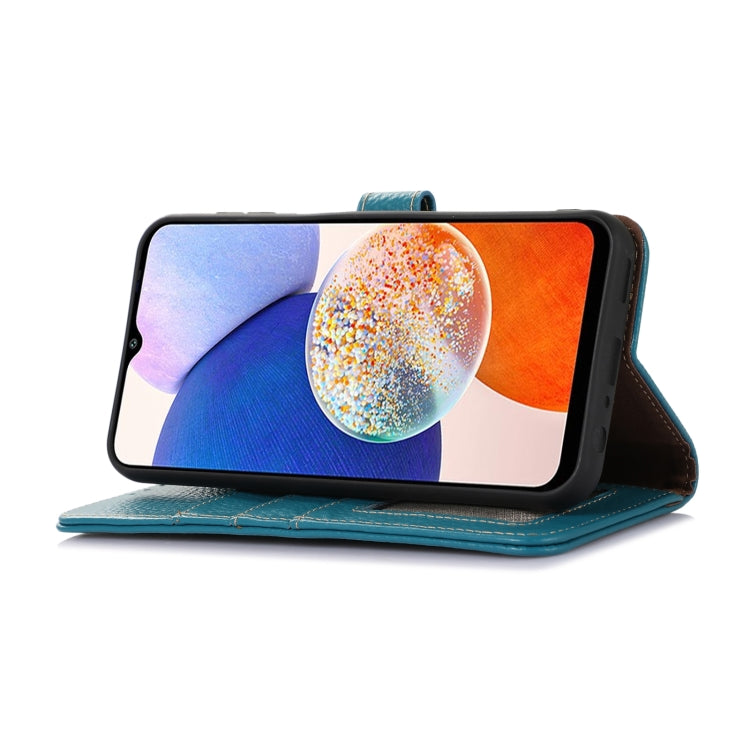 For Google Pixel 9a Genuine Leather Litchi Texture RFID Leather Phone Case(Blue) - Google Cases by PMC TechLife | Online Shopping South Africa | PMC TechLife | Buy Now Pay Later Mobicred