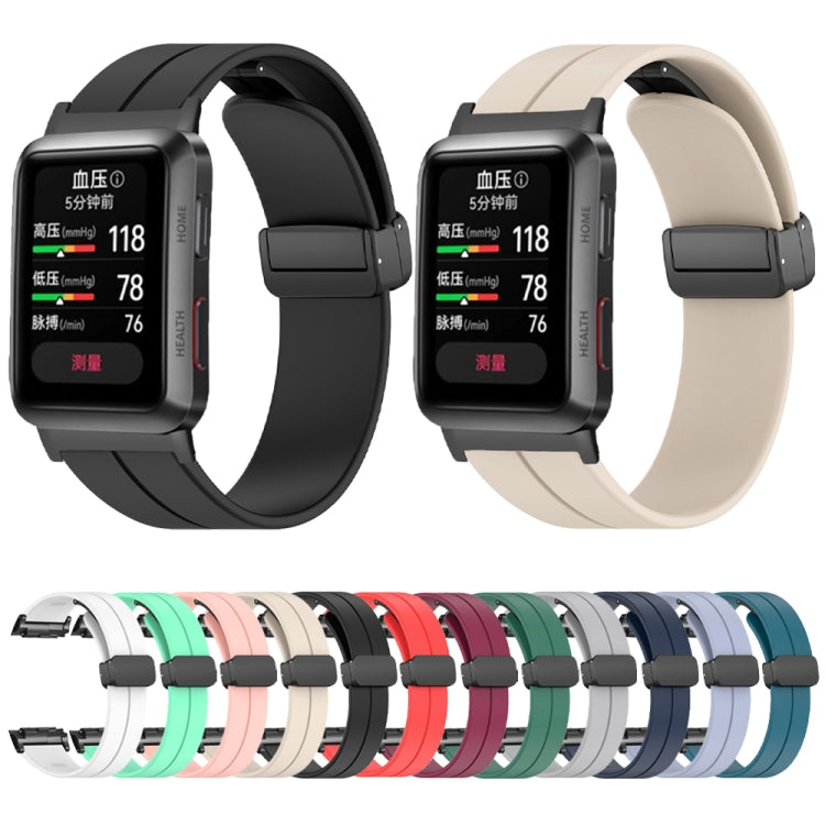 For Huawei Watch D Solid Color Folding Magnetic Buckle Silicone Watch Band(Lavender Gray) - Watch Bands by PMC TechLife | Online Shopping South Africa | PMC TechLife