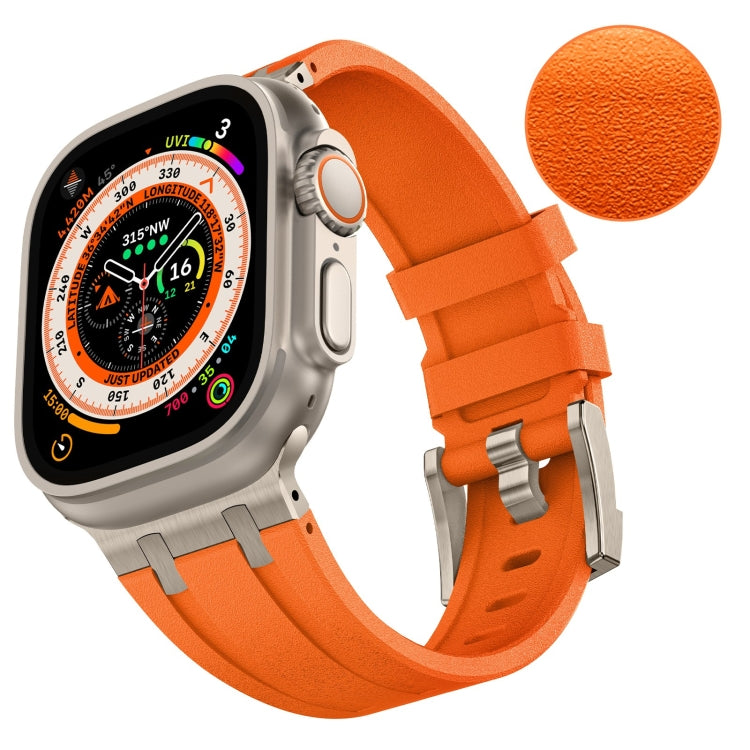 For Apple Watch SE 2023 44mm Stone Grain Liquid Silicone Watch Band(Titanium Orange) - free shipping - PMC TechLife - Order now!