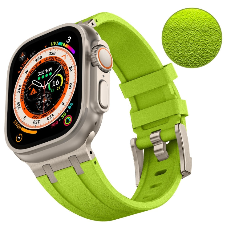 For Apple Watch SE 2023 44mm Stone Grain Liquid Silicone Watch Band(Titanium Green) - Watch Bands by PMC TechLife | Online Shopping South Africa | PMC TechLife