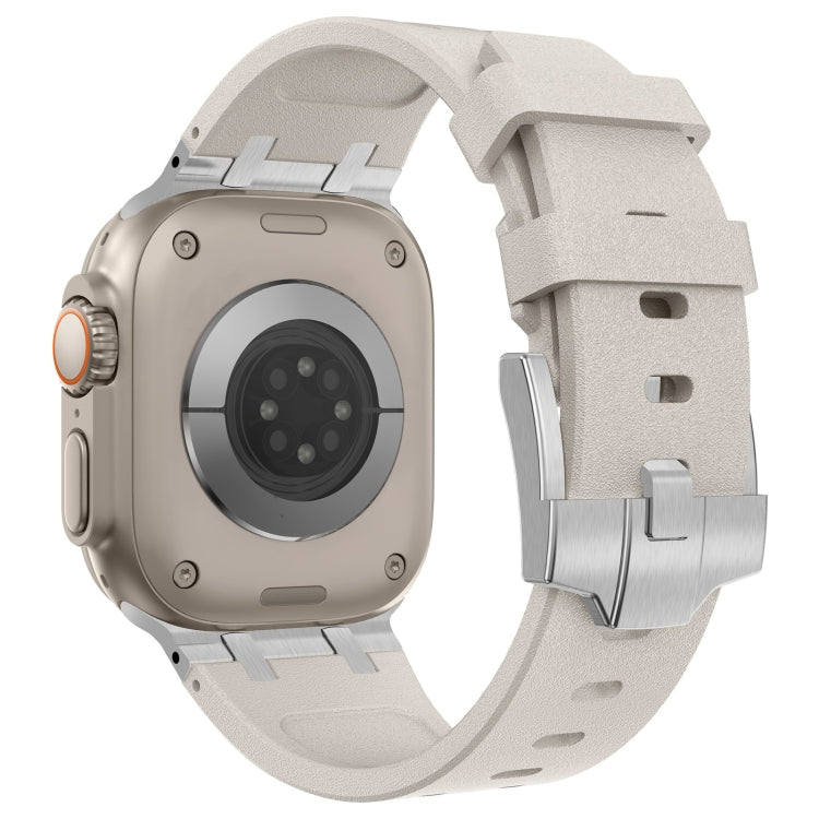 For Apple Watch SE 2023 44mm Stone Grain Liquid Silicone Watch Band(Silver Starlight) - Watch Bands by PMC TechLife | Online Shopping South Africa | PMC TechLife