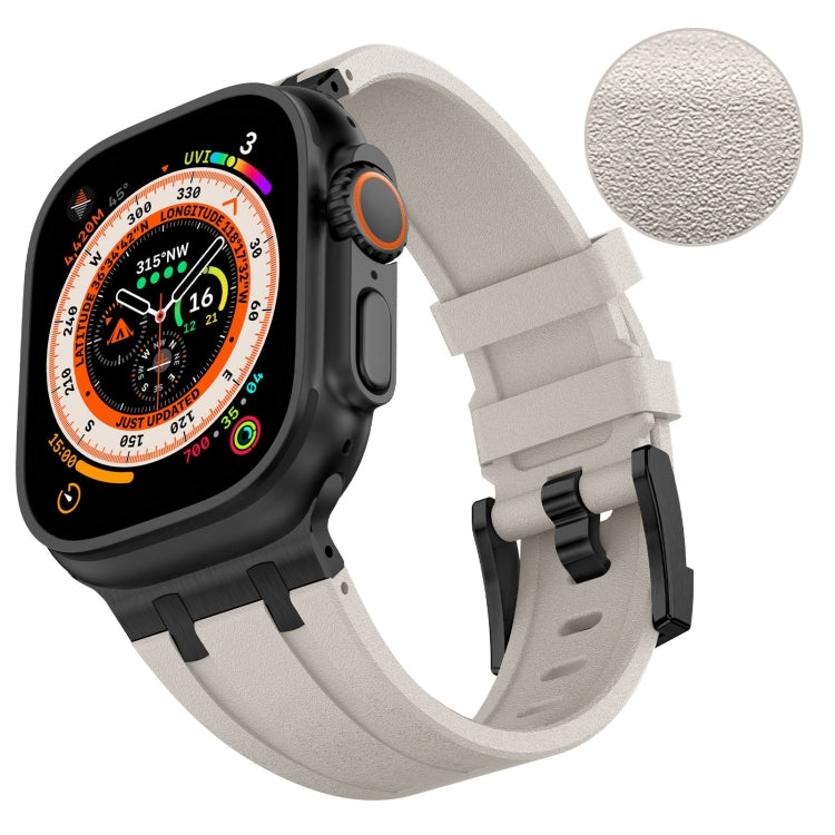 For Apple Watch Series 9 45mm Stone Grain Liquid Silicone Watch Band(Black Starlight) - Watch Bands by PMC TechLife | Online Shopping South Africa | PMC TechLife