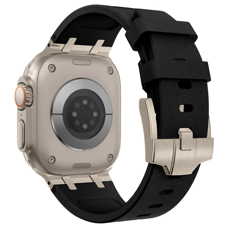 For Apple Watch Series 9 45mm Stone Grain Liquid Silicone Watch Band(Titanium Black) - Watch Bands by PMC TechLife | Online Shopping South Africa | PMC TechLife