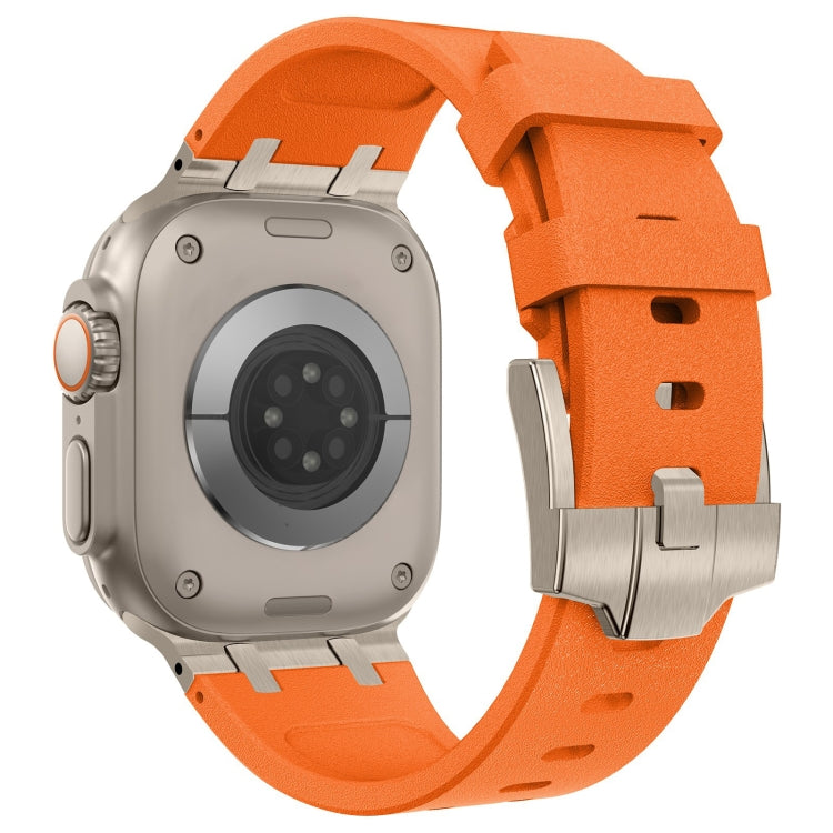 For Apple Watch Series 8 45mm Stone Grain Liquid Silicone Watch Band(Titanium Orange) - Watch Bands by PMC TechLife | Online Shopping South Africa | PMC TechLife